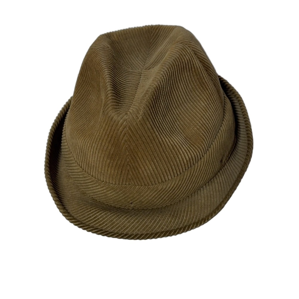 Cetes Men's Fedora Hat Beige Corduroy Cotton Solid